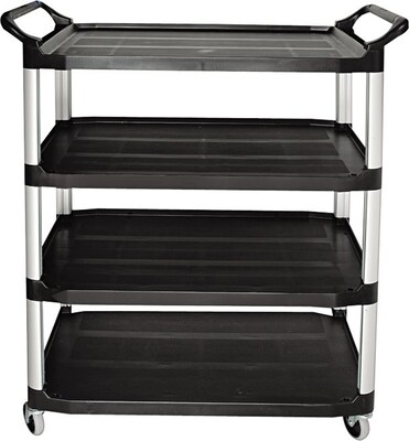 Rubbermaid Xtra 4-Shelf Plastic/Poly Utility Cart, Black (FG409600BLA)