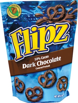 Flipz Dark Chocolate Covered Pretzels Twists, 6 Bags/Box (DCC428)