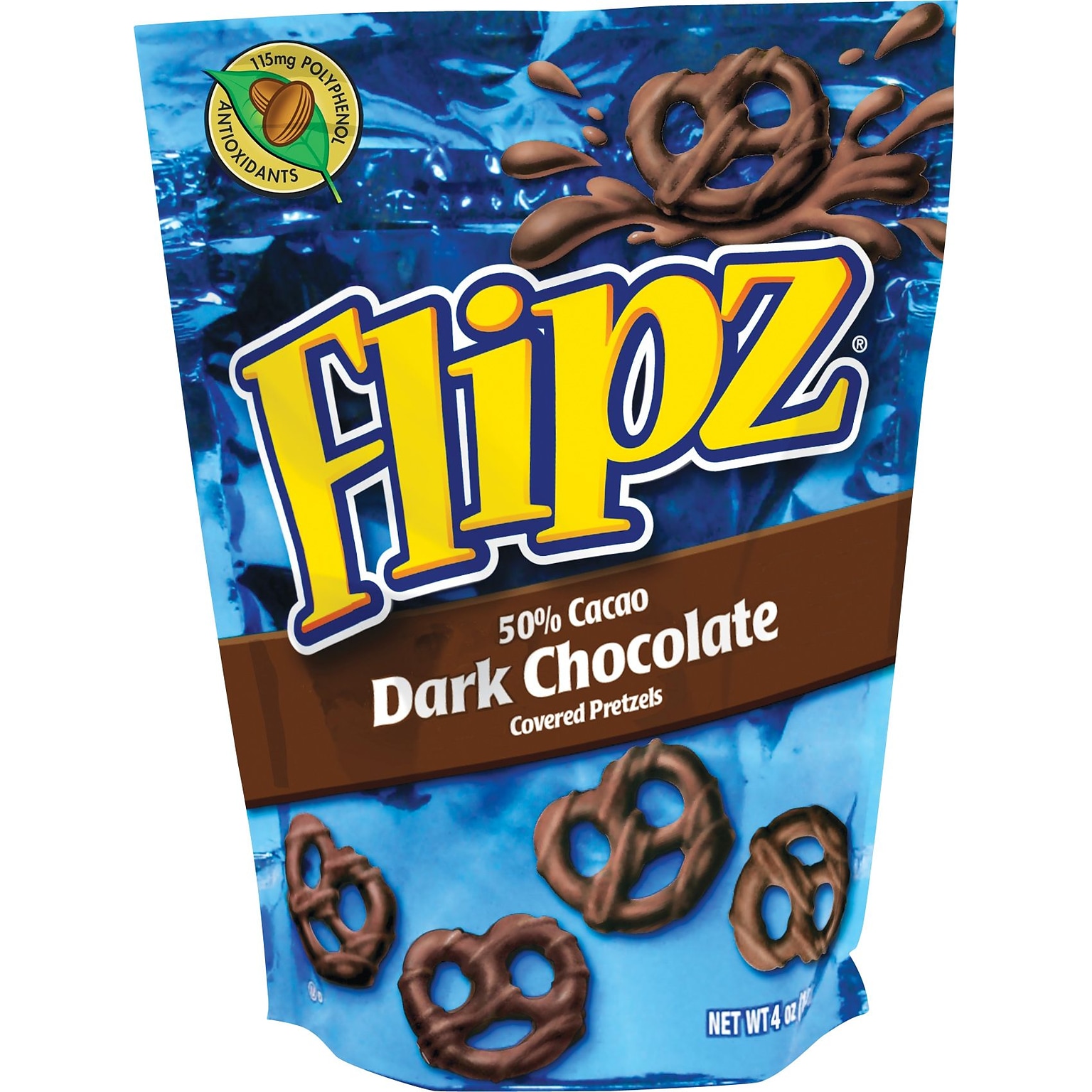 Flipz Dark Chocolate Covered Pretzels Twists, 6 Bags/Box (DCC428)