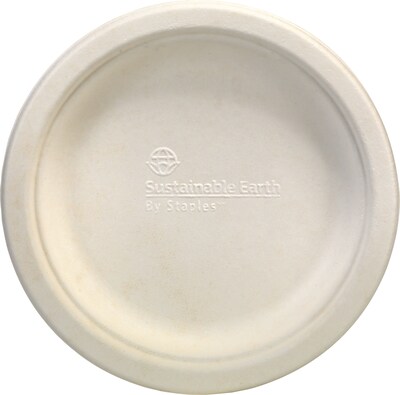 Sustainable Earth Biodegradable Sugarcane Plates, 6, 250/Pack