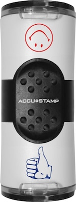 Cosco® Accu-stamp® Dual Message Round Stamp, Thumbs Up/Smiley, 5/8 impression, Red and Blue Ink (03