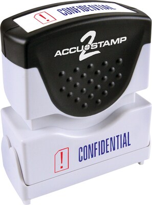 Accu-Stamp2® Two-Color Pre-Inked Shutter Message Stamp, CONFIDENTIAL, 1/2 x 1-5/8 Impression, Blue/Red Ink (035536)