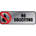 Cosco® Brushed Metal Policy Signs, No Soliciting, 3x 9 (098208)