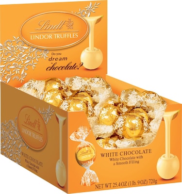 Lindt LINDOR Chocolate Truffles, White Chocolate, 60 Truffles/Box