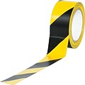 Industrial Vinyl Safety Tape, Black/Yellow Striped, 2 x 36yds., 24/Case