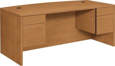 HON® 10500 Series Office Collection in Harvest, Double Pedestal Desk with Bow Top, 72"W x 36"D