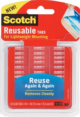 Scotch® Mounting Products, Reusable Tabs, Clear