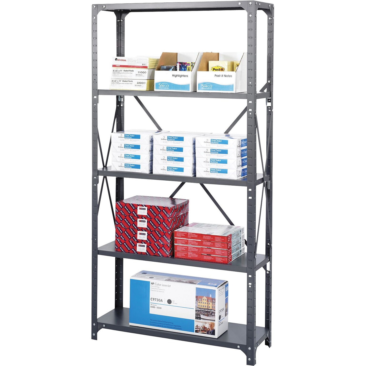 Safco Commercial 5-Shelf Metal Unit, 36, Gray (6265)