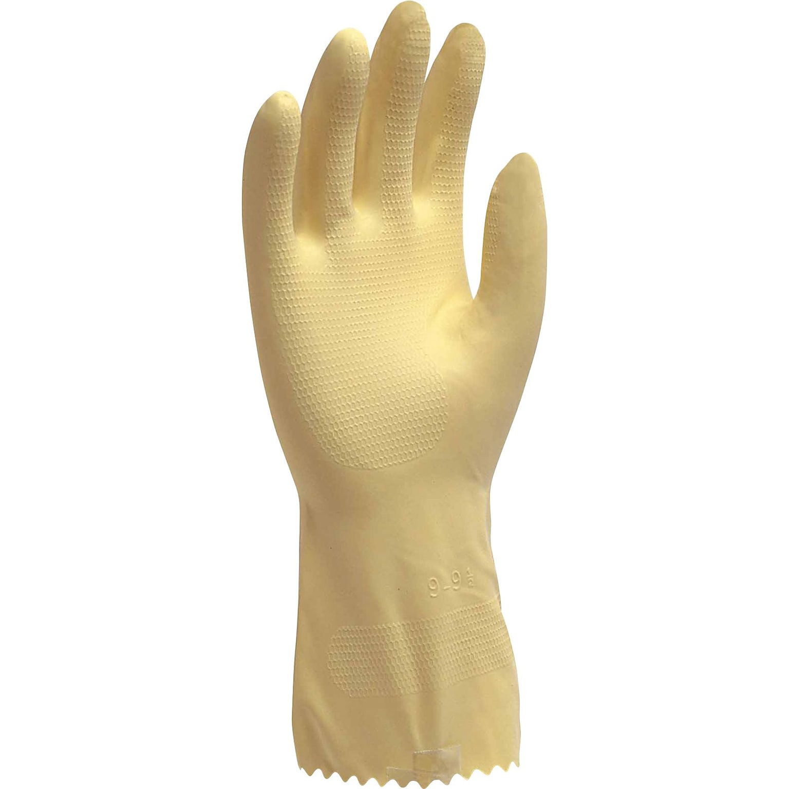 Ambitex® Flock Lined Powder Free Rubber Gloves, Latex, Extra Large, Yellow, 12 Pairs (LXL6500)