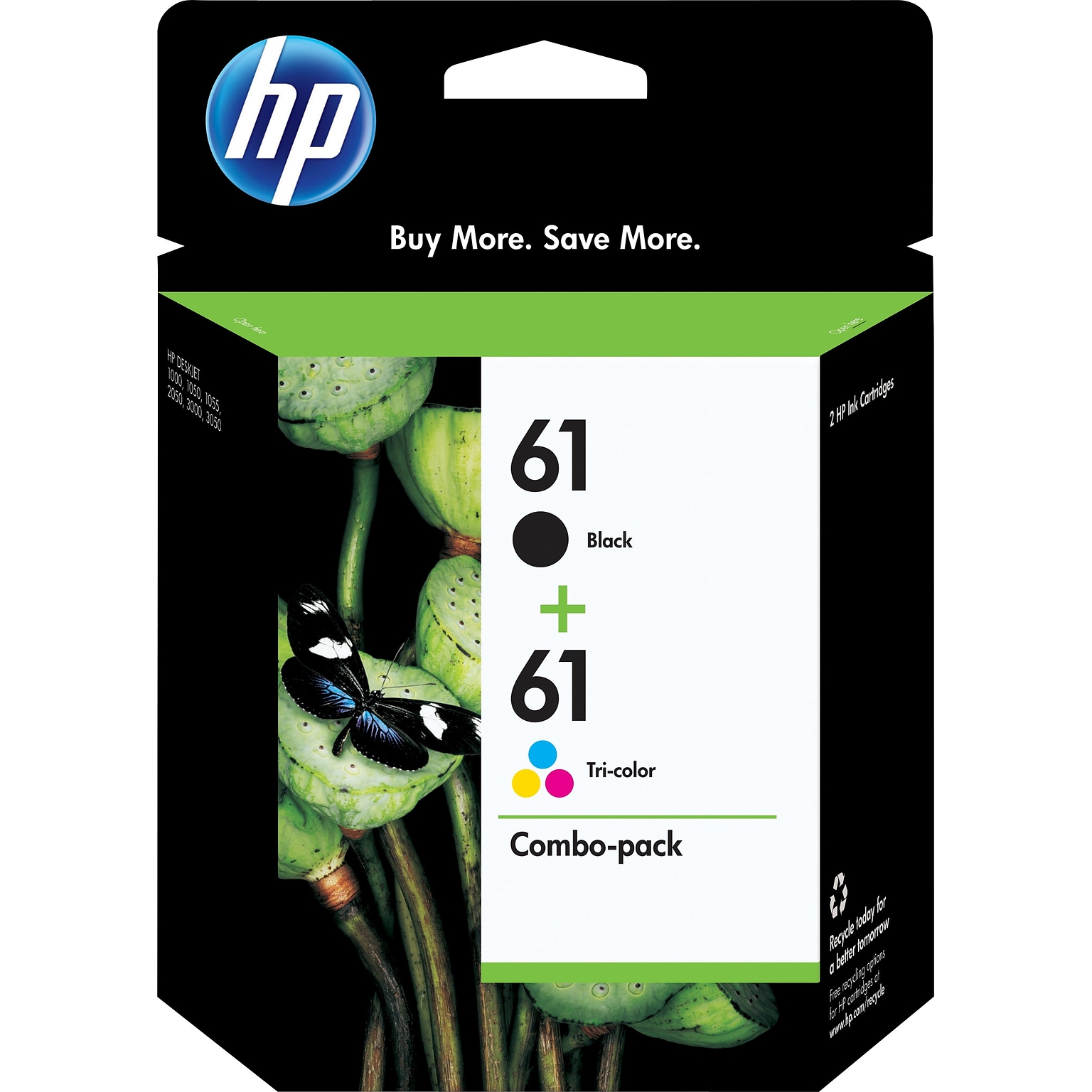 HP 61 Black/Tri-Color Standard Yield Ink Cartridge, 2/Pack (CR259FN#140)