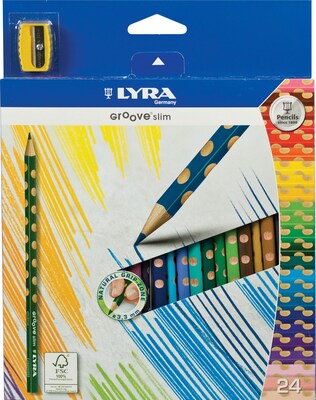 Prang Groove Triangular Colored Pencils, Assorted Colors, 24/Set (28124)