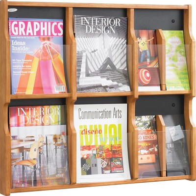 Safco Expose Literature Holder, 29.75 x 26.25,  Black/Medium Oak Wood (5703MO)