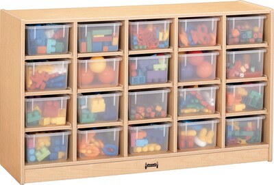 Jonti Craft MapleWave™ Mobile Cubbie Tray, 20 Cubbies, Without Trays, 29 1/2H x 48W x 15D
