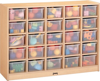 Jonti Craft MapleWave™ Mobile Cubbie Tray, 25 Cubbies, Without Trays, 29 1/2H x 48W x 15D