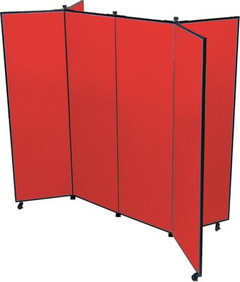 Screenflex Portable Display Tower, 6 Panels, Primary Red, 69H x 72W x 36D
