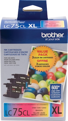 Brother LC753PKS Cyan/Magenta/Yellow High Yield Ink Cartridge, 3/Pack