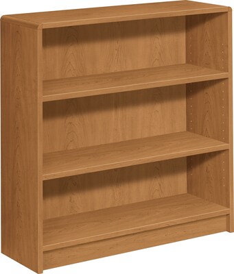 HON® Radius-Edge Laminate Bookcases, 36-1/8H, 3 Shelves, Harvest