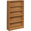 HON® Radius-Edge Laminate Bookcases, 60-1/8H, 5 Shelves, Harvest
