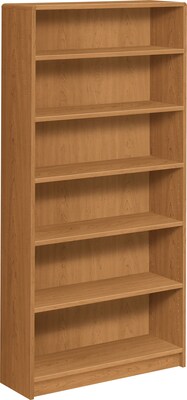 HON® Radius-Edge Laminate Bookcases, 72-5/8H, 6 Shelves, Harvest