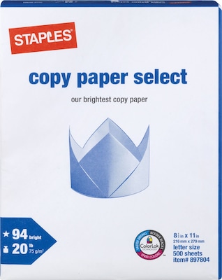 Copy Paper Select, 8 1/2 x 11, 500/Ream, Each (20471-US)