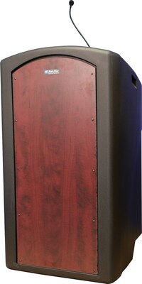 AmpliVox® ST3250-SC Pinnacle Full Height Lectern w/ Microphone; Mahogany