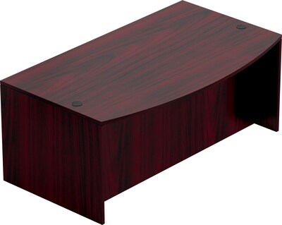 Offices To Go Superior Laminate Desking Bow-Front Desk Shell, American Mahogany, 29 1/2Hx71Wx42D