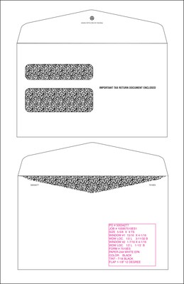 TOPS Self-Seal W-2 Tax Double Window Envelope, 24 lb., White, 5 5/8 x 9, 100/Pack (7510ES100)