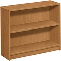 HON® Square-Edge Laminate Bookcases, 29-7/8H, 2 Shelves, Harvest
