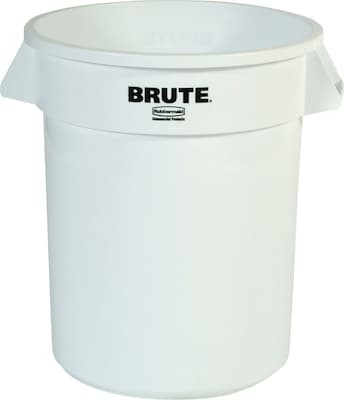 Rubbermaid Brute Plastic Trash Can with no Lid, White, 20 gal. (FG262000 WHT)
