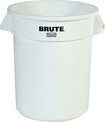 Rubbermaid Brute Plastic Trash Can with no Lid, White, 20 gal. (FG262000 WHT)