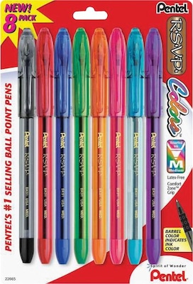 Pentel R.S.V.P. Ballpoint Pens, Medium Point, Assorted Color Ink, Dozen  (BK91PC12M)