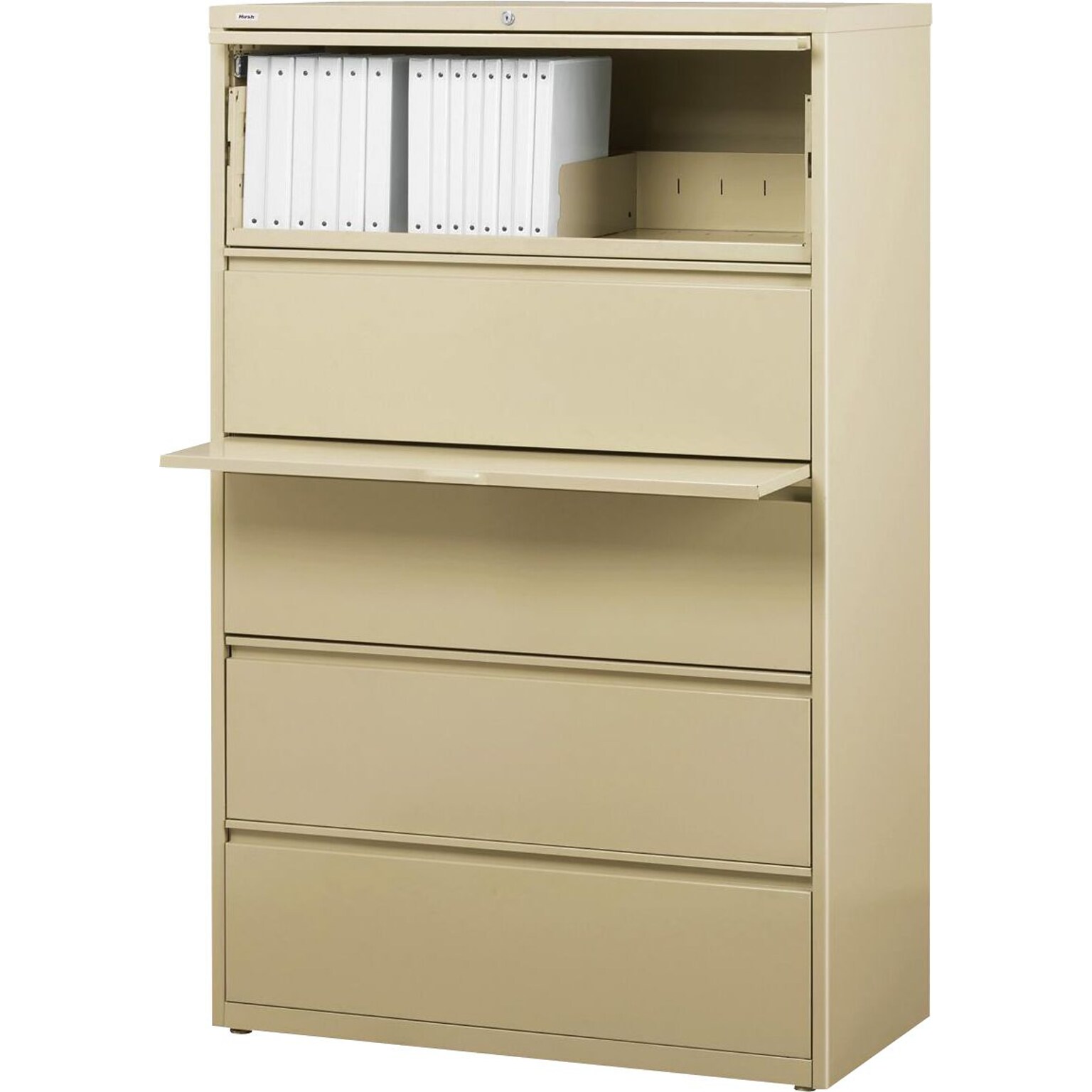 Lorell Fortress Series 5-Drawer Lateral File Cabinet, 36W x 18.6D x 67.7H, Legal/Letter, Putty (LLR60441)