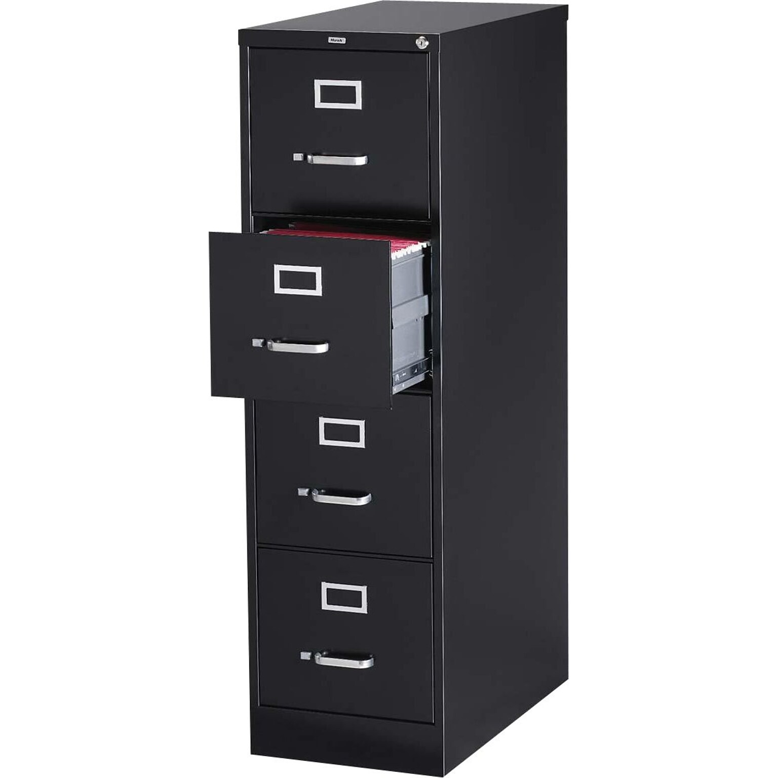 Lorell Fortress Series 4-Drawer Vertical File Cabinet, 15W x 26.5D x 52H, Black (LLR60191)
