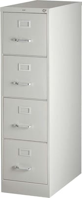 Lorell Fortress Series 4-Drawer Vertical File Cabinet, 15w x 25W x 52H, Letter, Light Gray (LLR60651)
