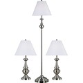 Kenroy Home New Hope Table and Floor Lamp Set, Brushed Steel Finish