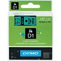 DYMO D1 45019 Label Maker Tape, 1/2W, Black on Green