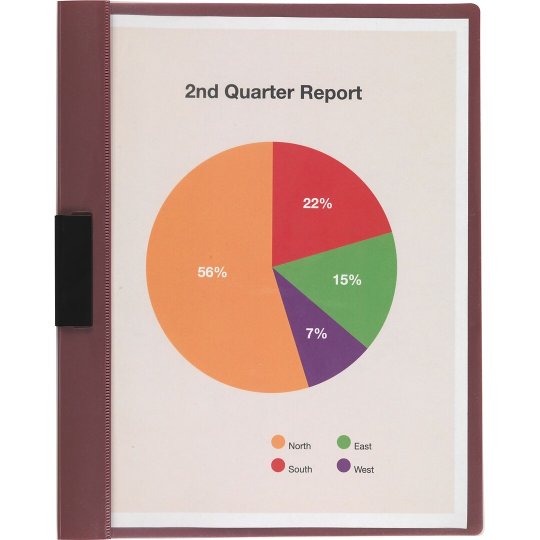 Staples Poly Slide Locking Report Cover Letter Size Maroon With Transparent Front 5 Pack 20591 Quill Com