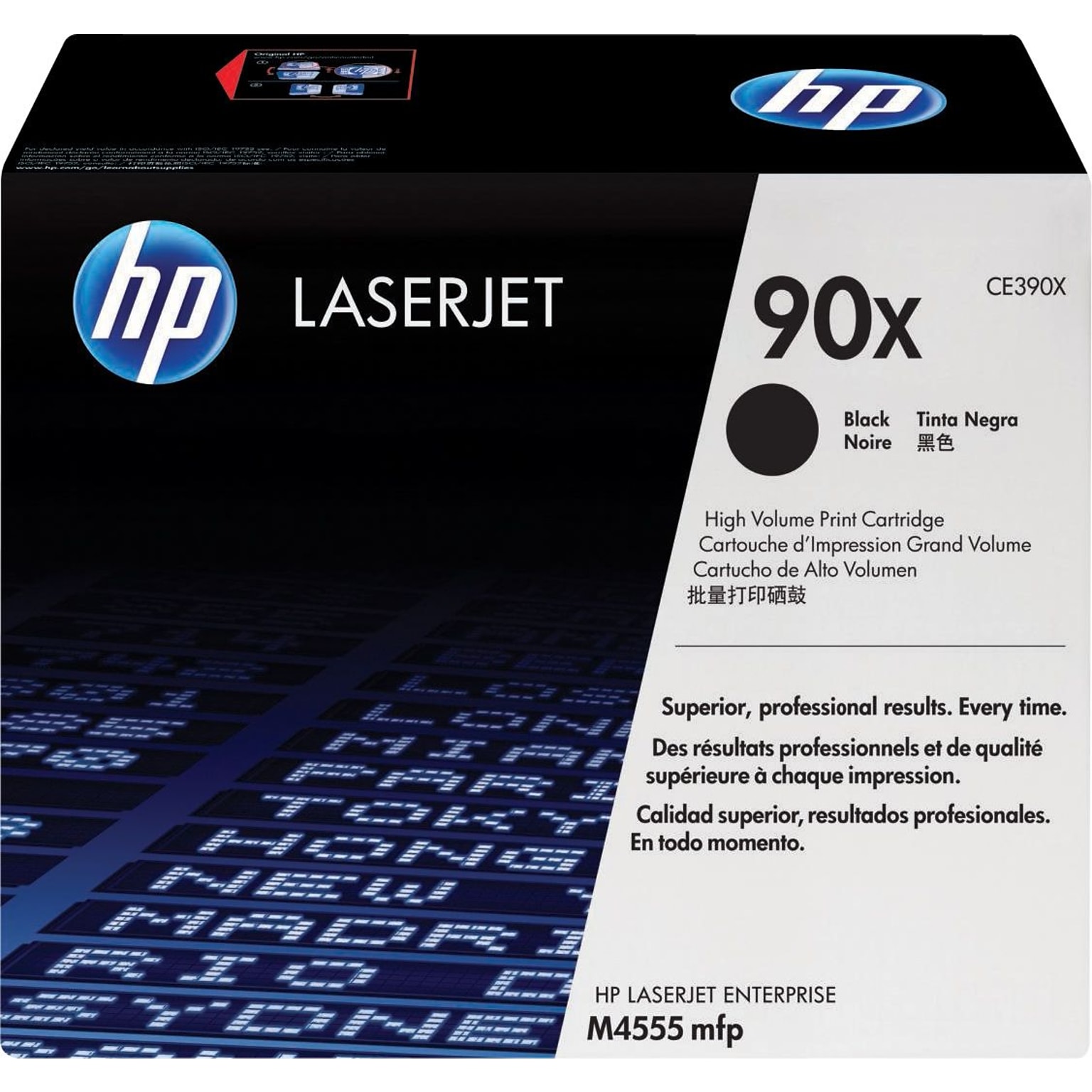 HP 90X Black High Yield Toner Cartridge (CE390X), print up to 24000 pages