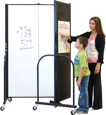 Screenflex Portable Dry-Erase Boards, 3 Panels, 72H x 69W, Black