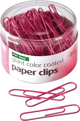 Officemate Breast Cancer Awareness Pink Paper Clips, Jumbo, 80/Tub