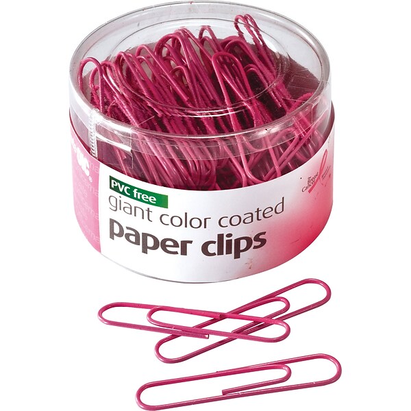 Officemate Plastic Coated Paper Clips, Assorted Sizes, Assorted Colors,  450/Pack (97227)