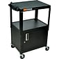 Luxor Adjustable Height AV Cart with Locking Cabinet, Black (AVJ42C)