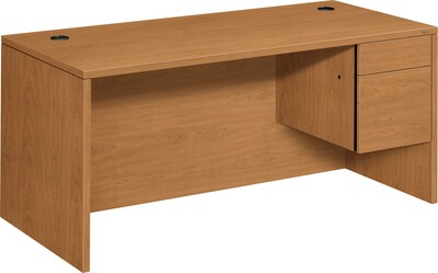 HON® 10500 Series Right Pedestal Desk, Harvest, 29 1/2H x 66W x 30D