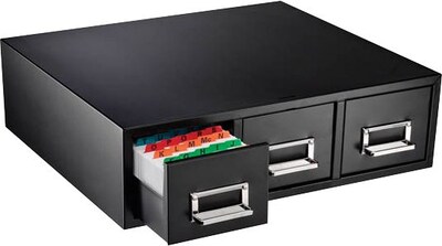 MMF Steelmaster 3-Drawer Index Card File, Black, Holds 3 x 5 Cards, 4,500 Card Capacity