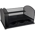 Quill Brand® Mesh Metal Desk Organizer with Drawers, Black, 8 1/4H x 11 1/2W x 15 1/2D