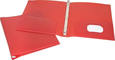Storex Poly 1 3-Ring Binder with Pockets, Red (52107E24C)