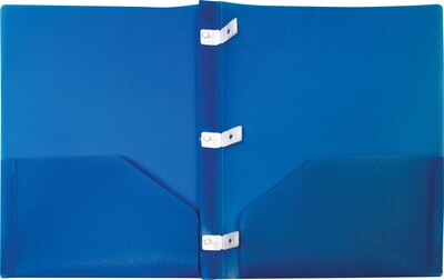 Storex 2-Pocket Poly Folder with Plastic Prongs, Blue (50313U18C)
