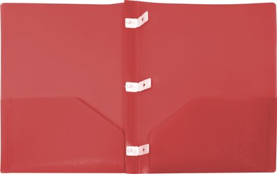 Storex 2-Pocket Poly Folder with Plastic Prongs, Red (50314U18C)