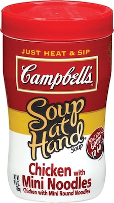 Campbells® Microwaveable Soup at Hand, Chicken with Mini Noodles, 10.75 oz. Cans, 8 Cans/Box
