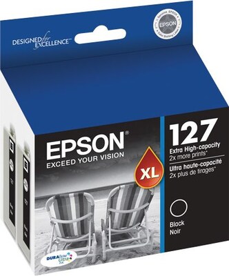 Epson T127s Black Extra High Yield Ink Cartridge, 2/Pack (T127120-D2)